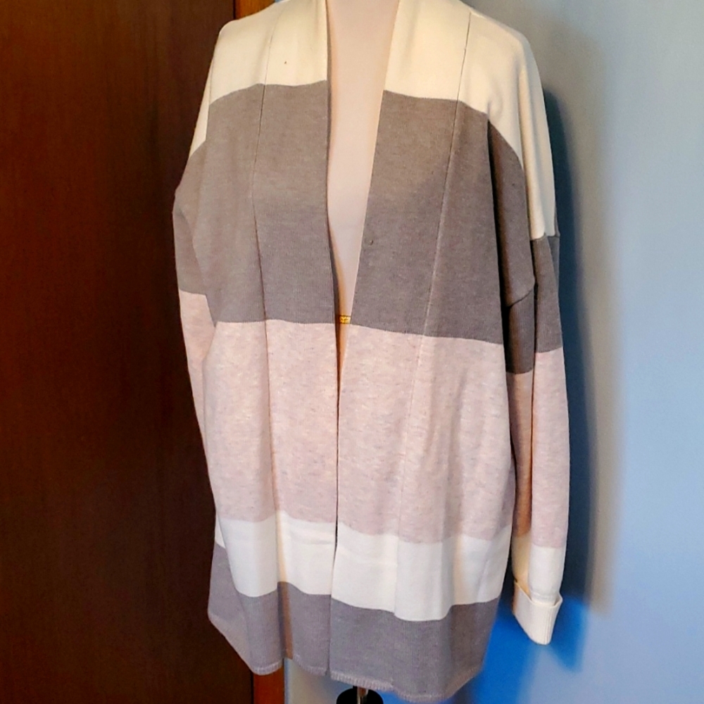 NEW Andree by Unit Stunning 3 Striped Open Cardigan Sweater Size 2X